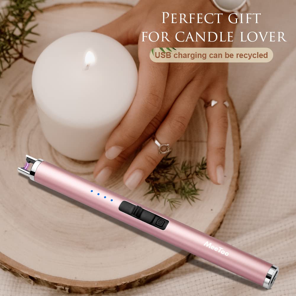 MeeToo Candle Electric Lighter Rechargeable USB Type-C Lighters for Candle Christmas Kitchen Camping Party, Gifts for Wife Women Men Nana Black