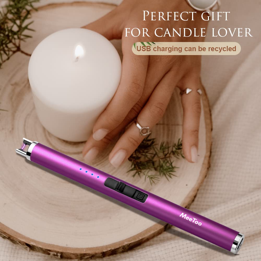 MeeToo Candle Electric Lighter Rechargeable USB Type-C Lighters for Candle Christmas Kitchen Camping Party, Gifts for Wife Women Men Nana Black