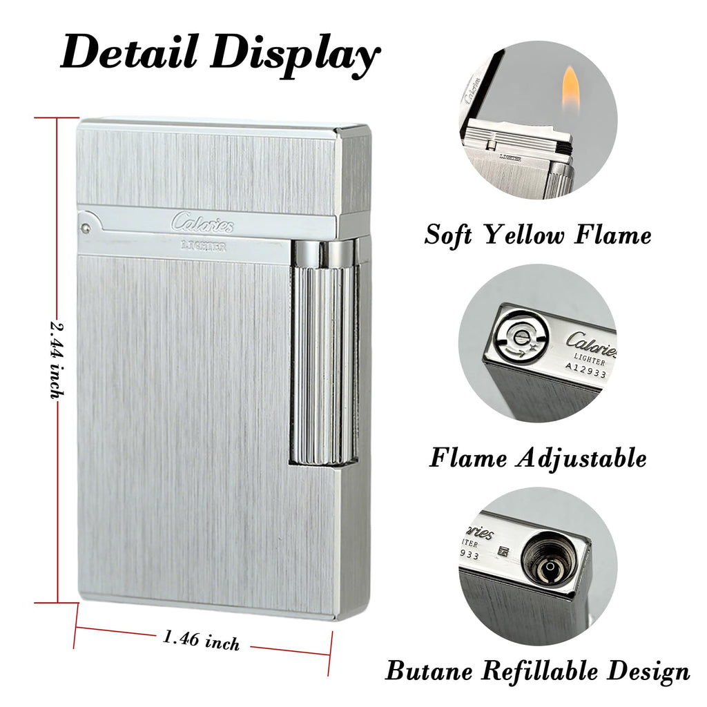 Premium Brass Lighter, Adjustable Soft Flame, Classic Ping Sound, Elegant Gift for Men, Father, Husband, Boyfriend (Gold)
