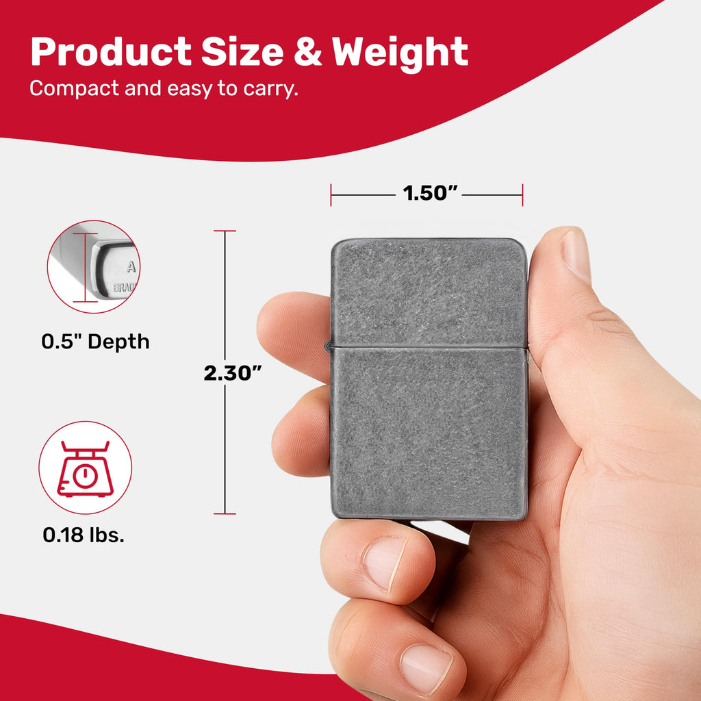 Zippo Antique Silver Plate Pocket Lighter - Windproof & Refillable Flip-Top Metal Lighter - Everyday Use Pocket Lighters - Luxury Lighters Made in USA