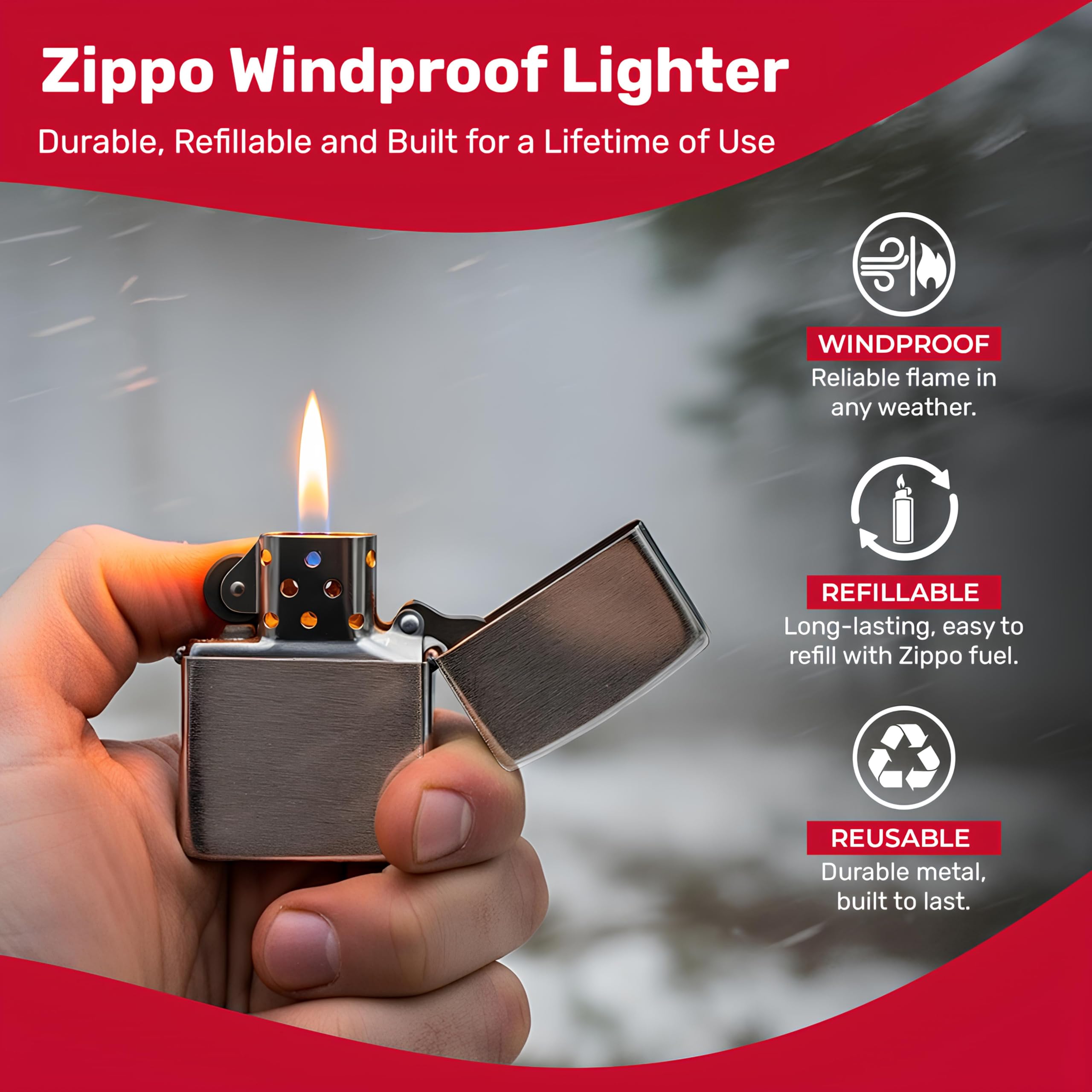 Zippo Antique Silver Plate Pocket Lighter - Windproof & Refillable Flip-Top Metal Lighter - Everyday Use Pocket Lighters - Luxury Lighters Made in USA