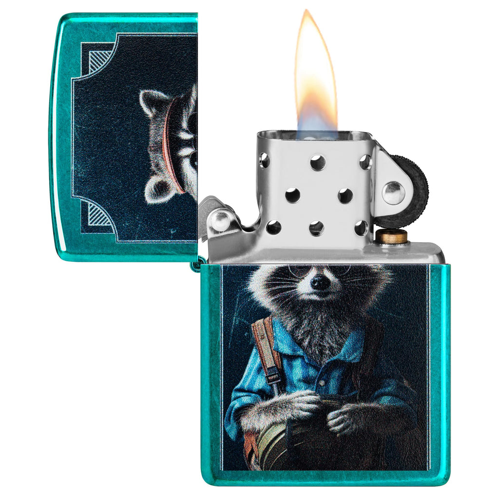 Zippo Animal Flair Design Armor High Polish Blue Pocket Lighter